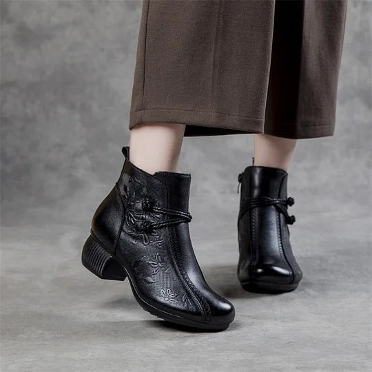 Leather Ankle Boots for Women – Comfortable Zip Boots for Everyday Spring Wear