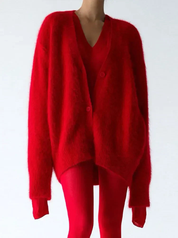 Oversized Knit Cardigan for Women – 100% Nylon Soft Lightweight Layer