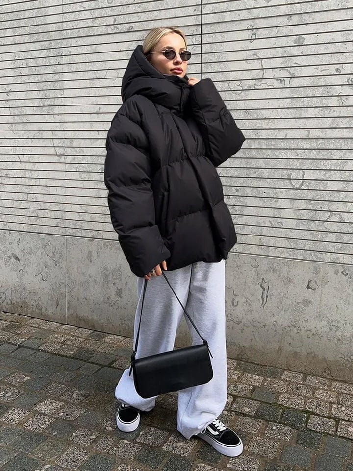Women’s Oversized Quilted Puffer Jacket – High Collar Winter Coat for Maximum Warmth