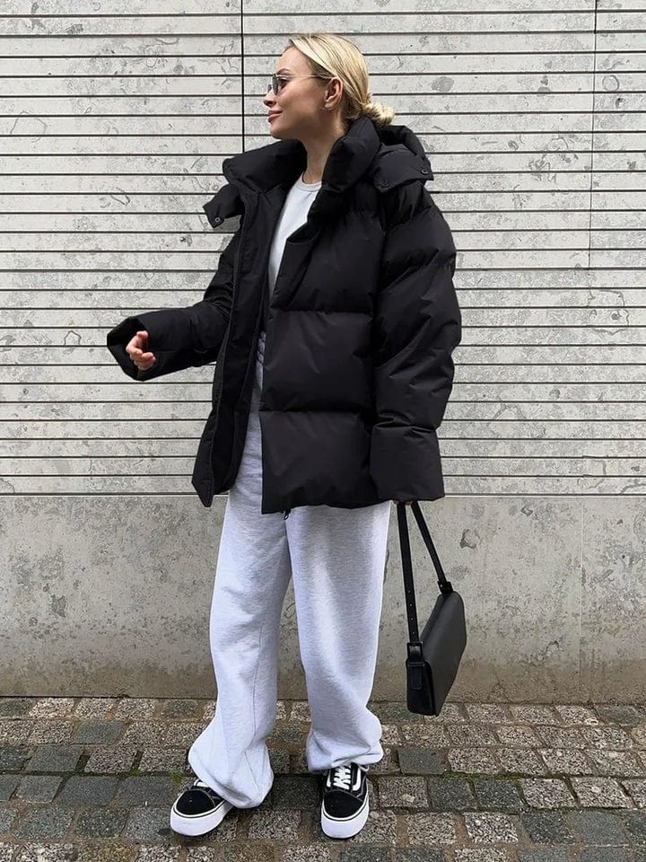 Women’s Oversized Quilted Puffer Jacket – High Collar Winter Coat for Maximum Warmth