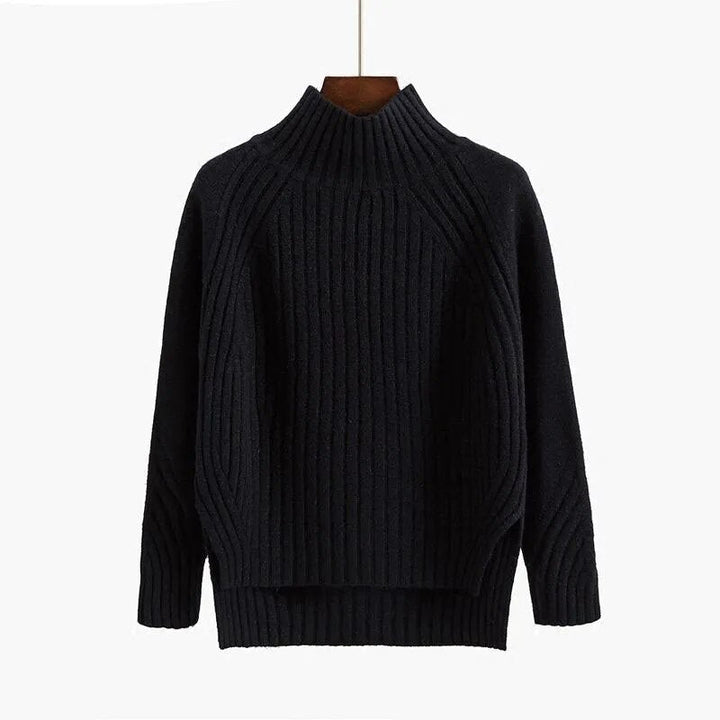 Mock Neck Ribbed Knit Sweater for Women