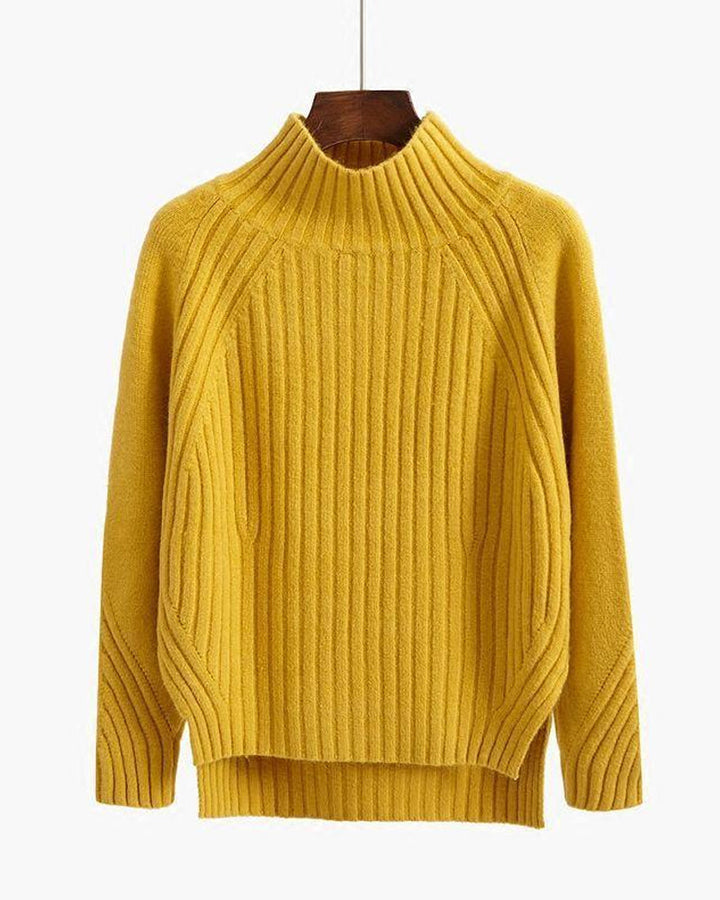 Mock Neck Ribbed Knit Sweater for Women