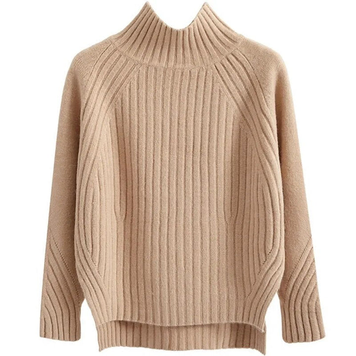 Mock Neck Ribbed Knit Sweater for Women
