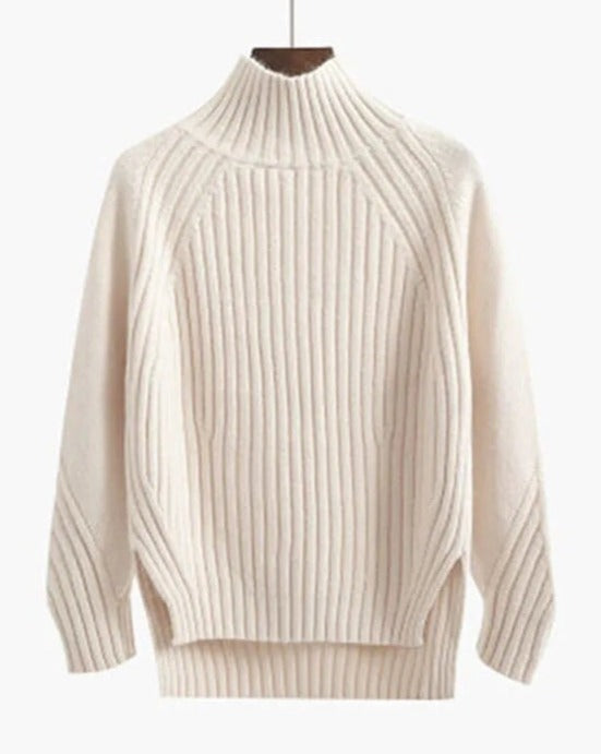 Mock Neck Ribbed Knit Sweater for Women