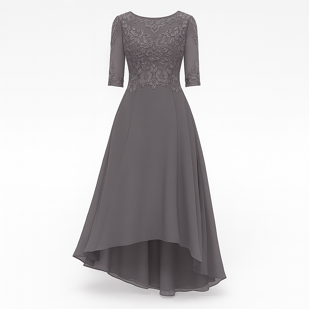 Women's Evening Dress Havana - Elegant Long Dress with Lace and Silhouette Highlighting Cut for Festive Occasions