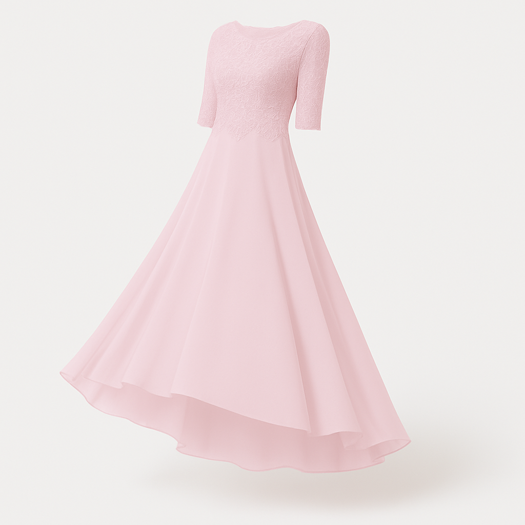 Women's Evening Dress Havana - Elegant Long Dress with Lace and Silhouette Highlighting Cut for Festive Occasions