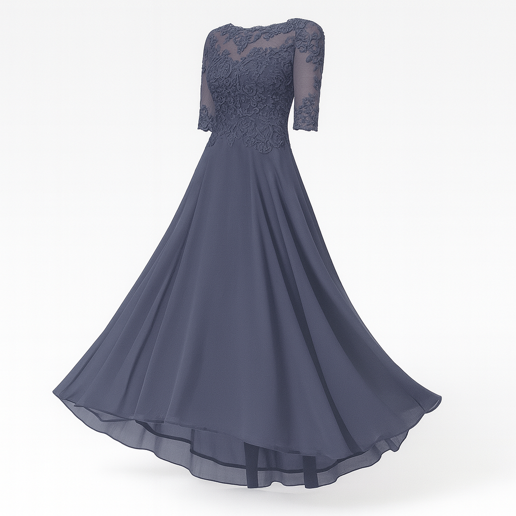 Women's Evening Dress Havana - Elegant Long Dress with Lace and Silhouette Highlighting Cut for Festive Occasions