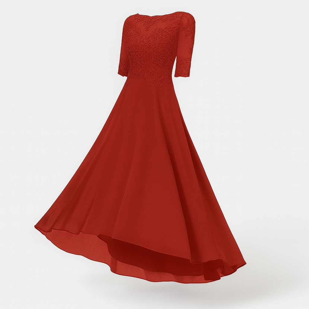 Women's Evening Dress Havana - Elegant Long Dress with Lace and Silhouette Highlighting Cut for Festive Occasions