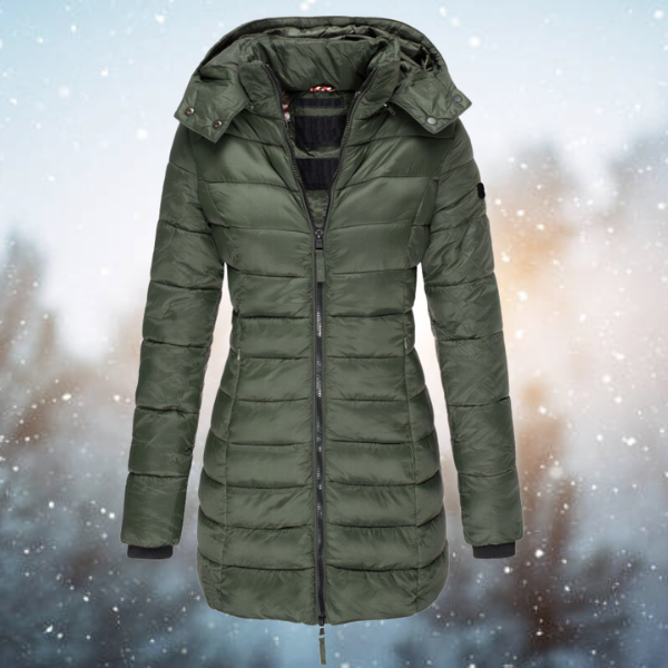 Women’s Long Hooded Winter Puffer Jacket – Warm & Lightweight