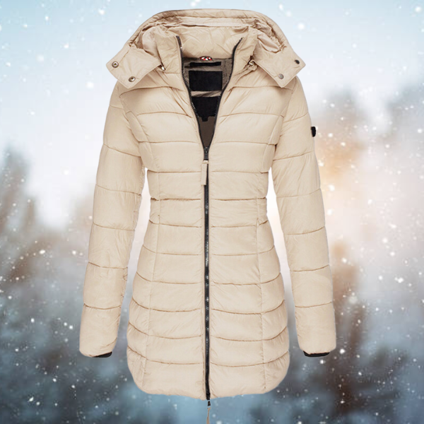 Women’s Long Hooded Winter Puffer Jacket – Warm & Lightweight