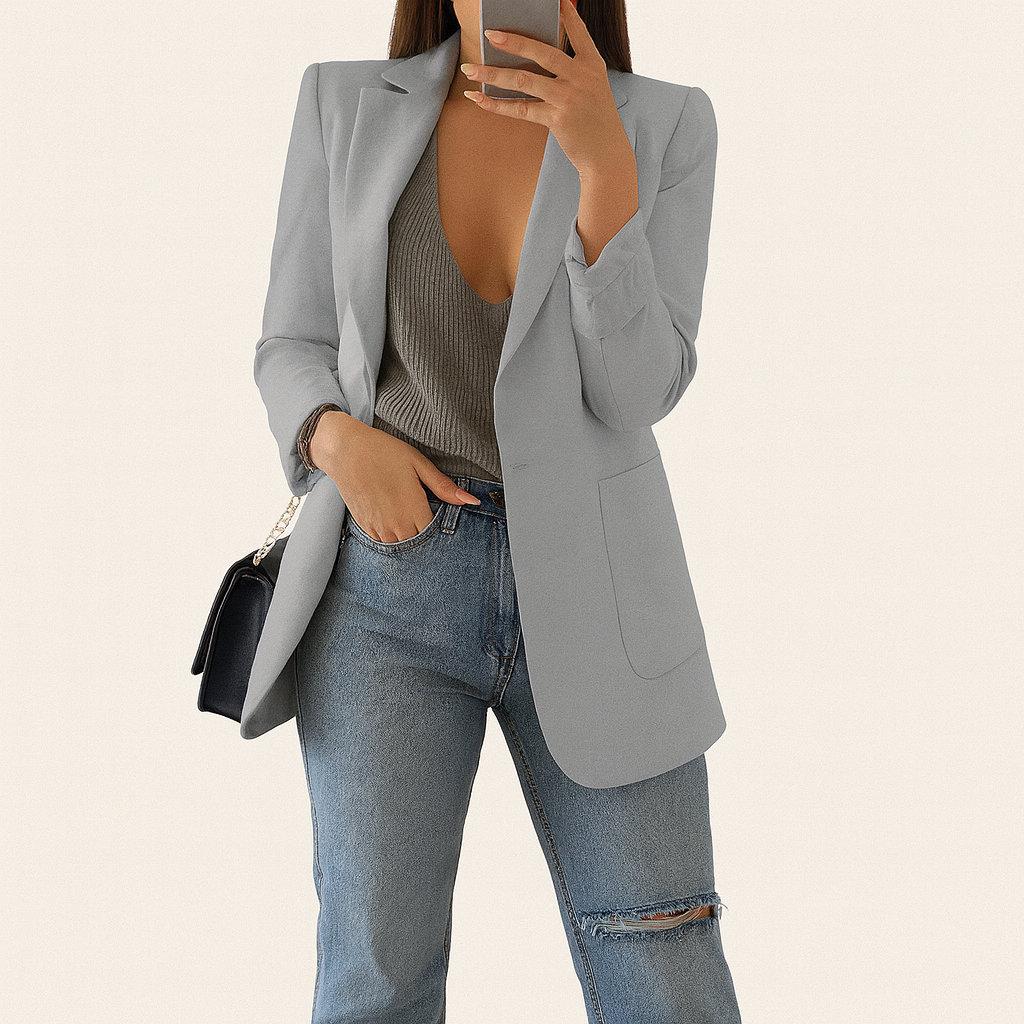 Women's long blazer in khaki MODA