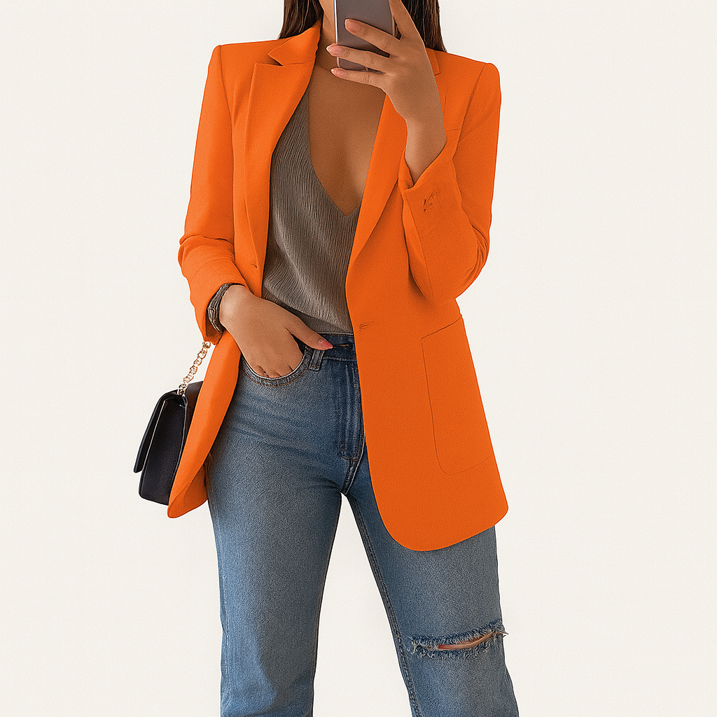 Women's long blazer in khaki MODA