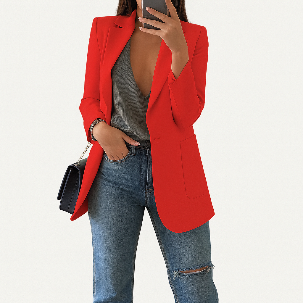 Women's long blazer in khaki MODA