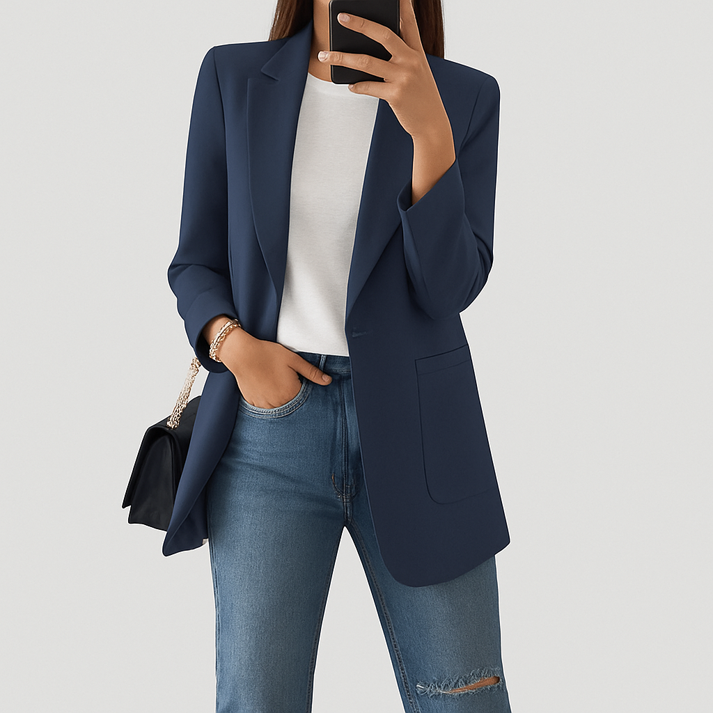 Women's long blazer in khaki MODA