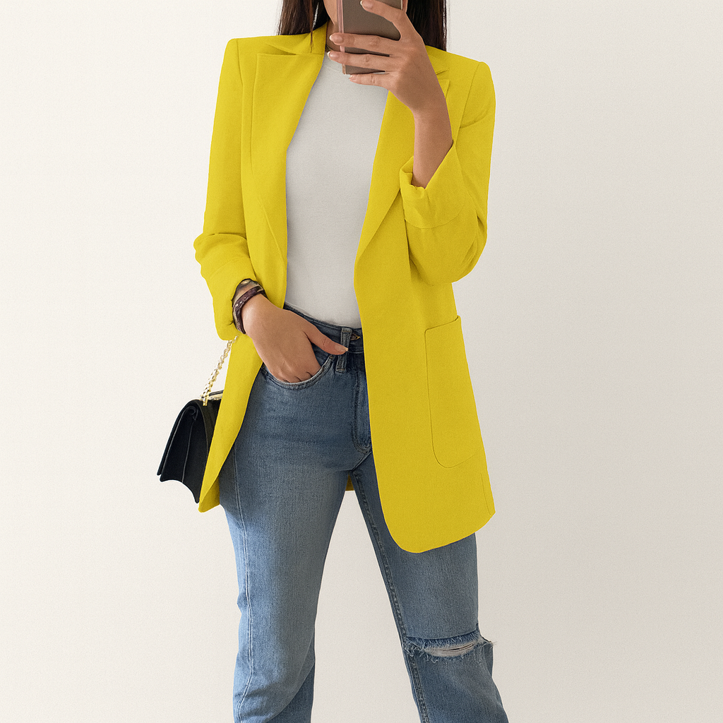Women's long blazer in khaki MODA