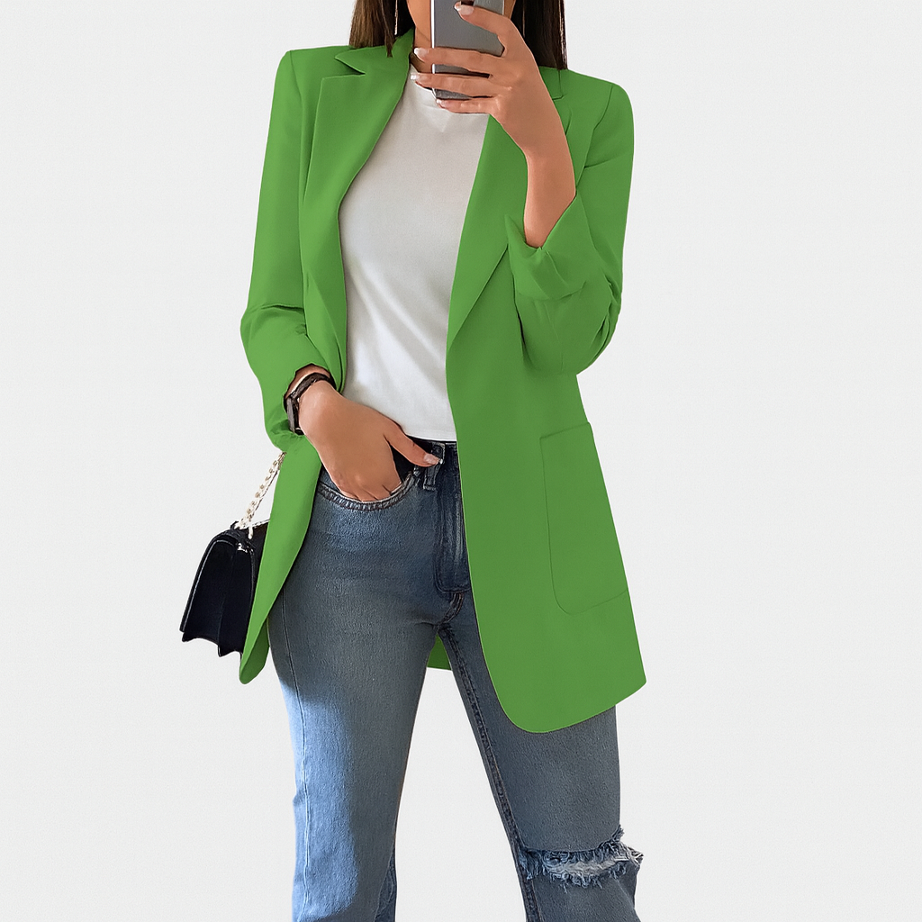 Women's long blazer in khaki MODA