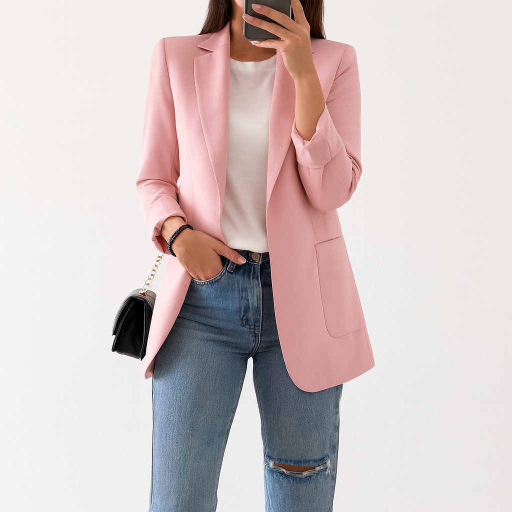 Women's long blazer in khaki MODA