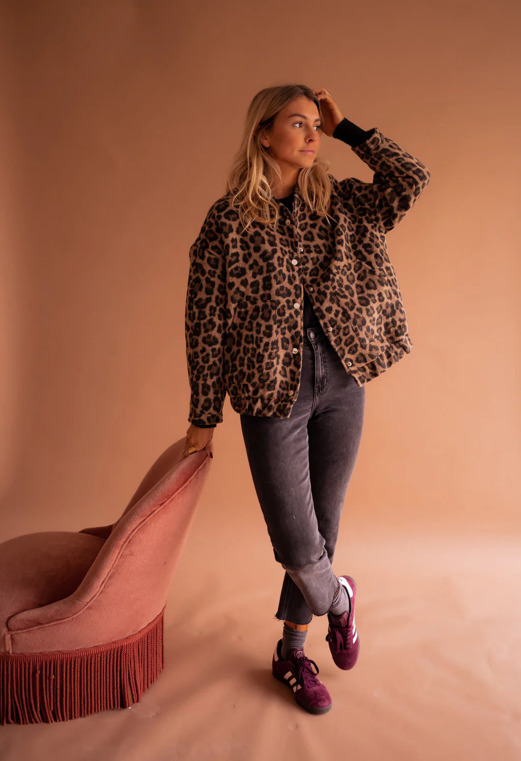 Zahara | Women’s Relaxed Fit Leopard Print Bomber Jacket