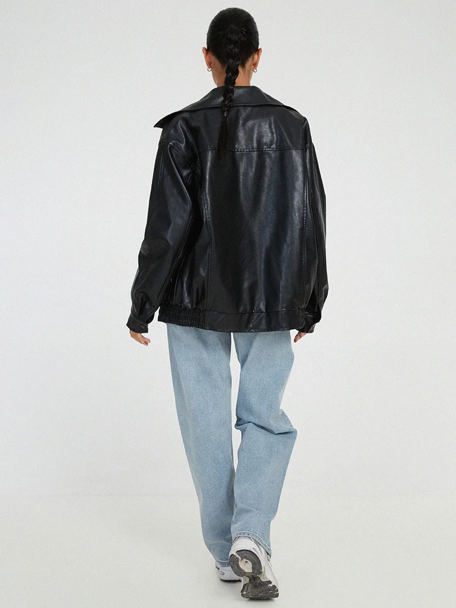 Zoiey | Women’s Oversized Leather Bomber Jacket