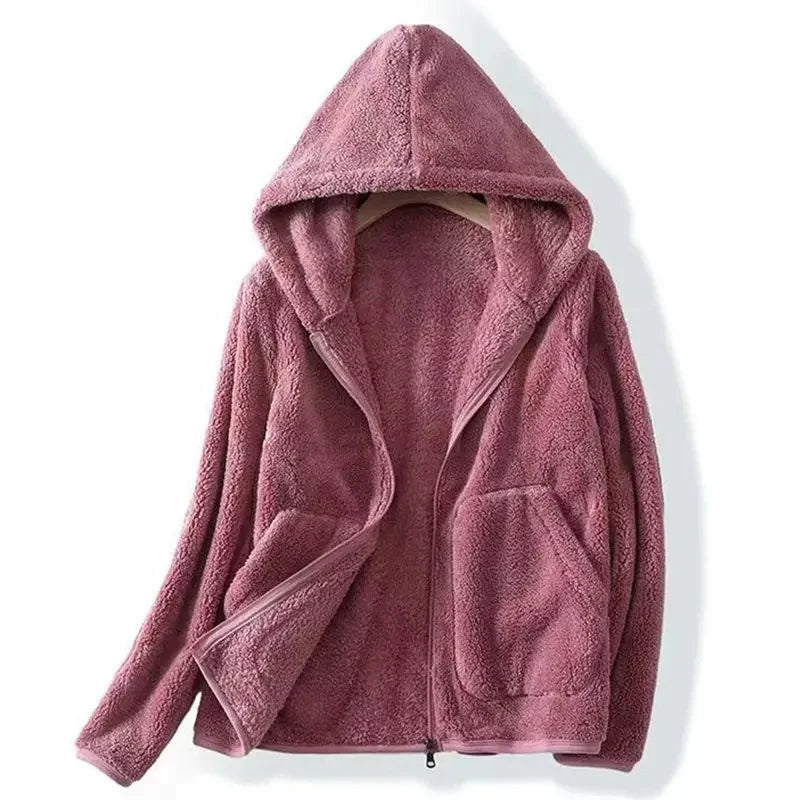 Zip-Up Hoodie Sweatshirt for Women – Relaxed Fit Fleece Top for Everyday Comfort