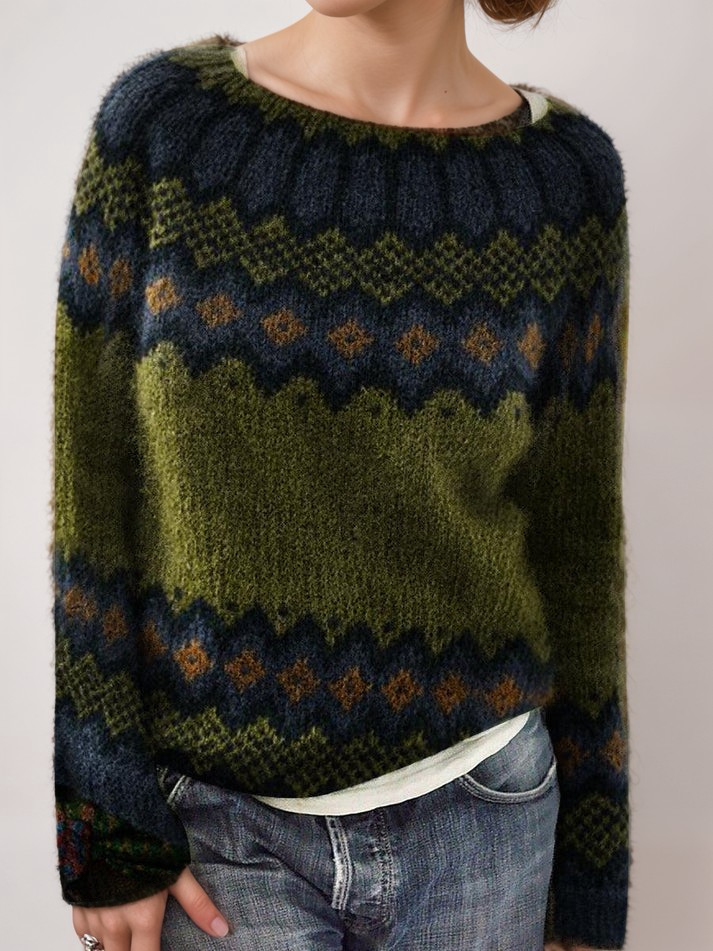 Fair Isle Crewneck Sweater for Women