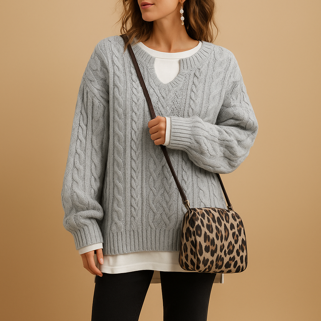 Oversized Cable Knit Sweater for Women