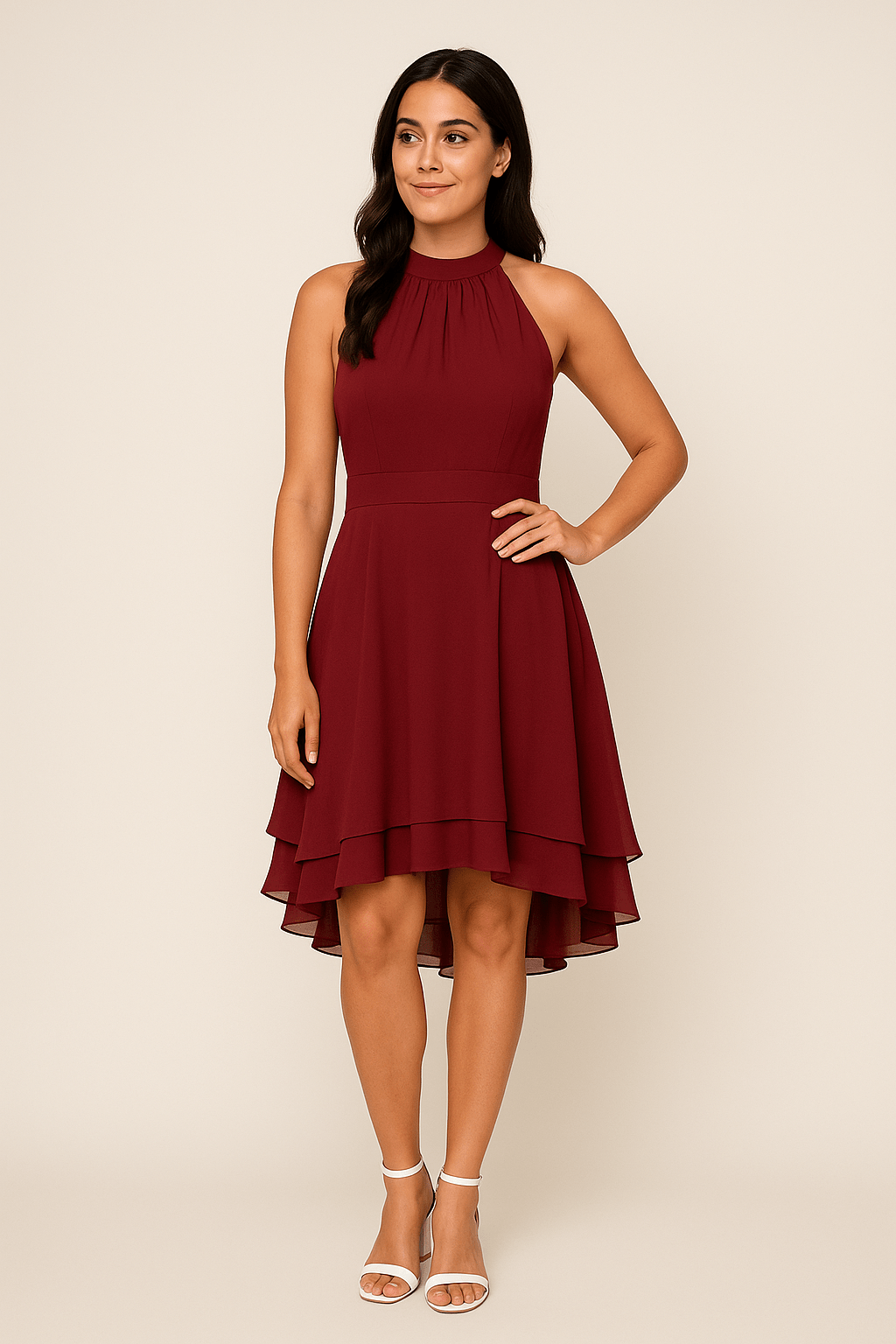 Zyelina | Women’s Halter‑Neck Sleeveless Dress