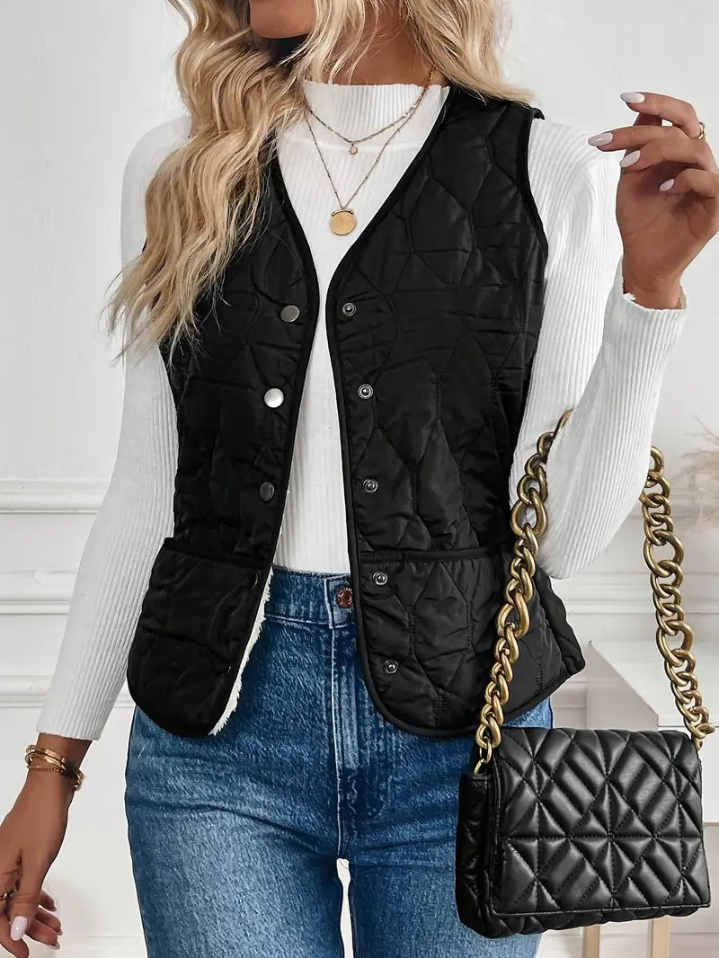Women’s Reversible Quilted Vest – Sherpa Lined Lightweight Gilet