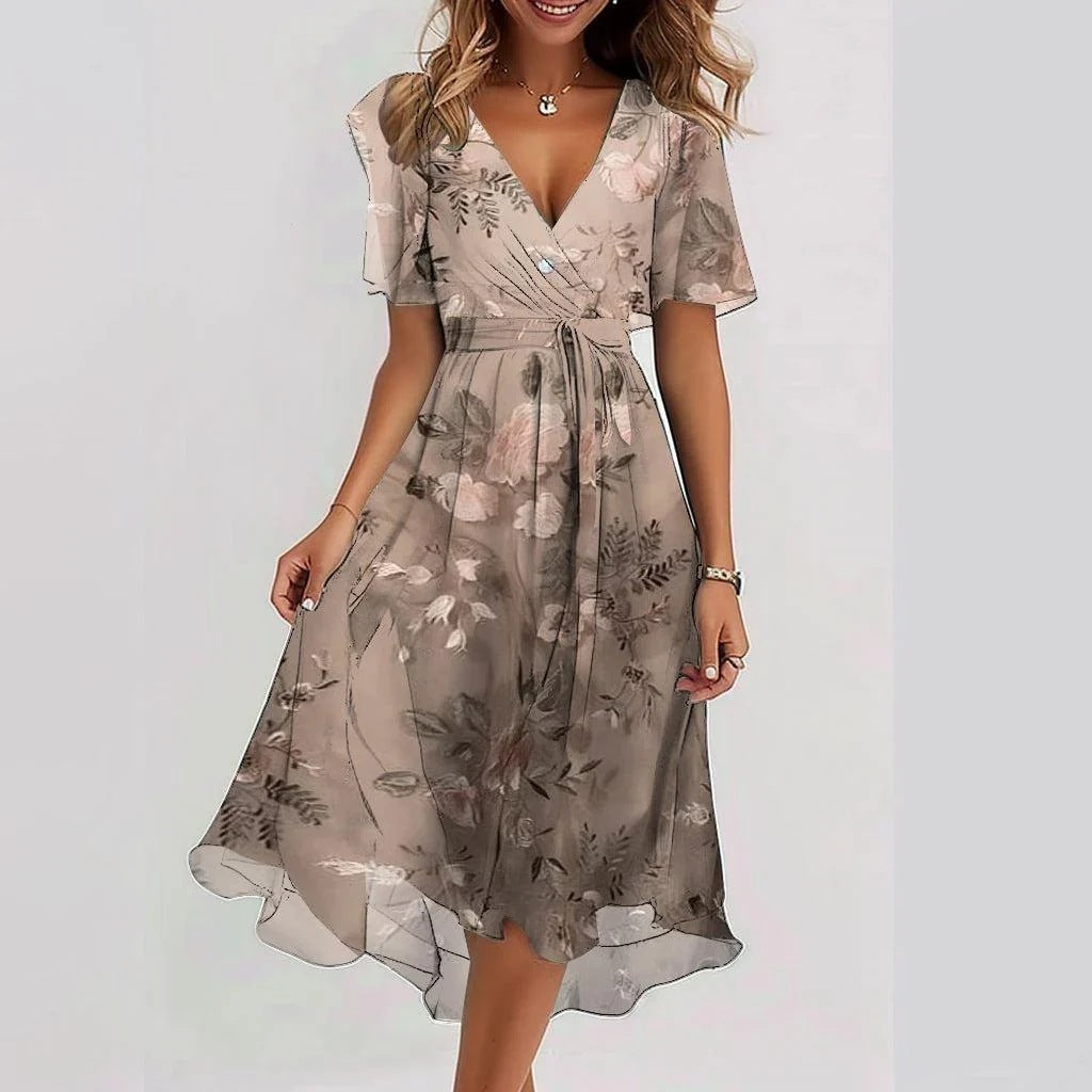 Clara Women's Dress - Elegant Short Sleeve Dress with Flattering Cut and Timeless Design