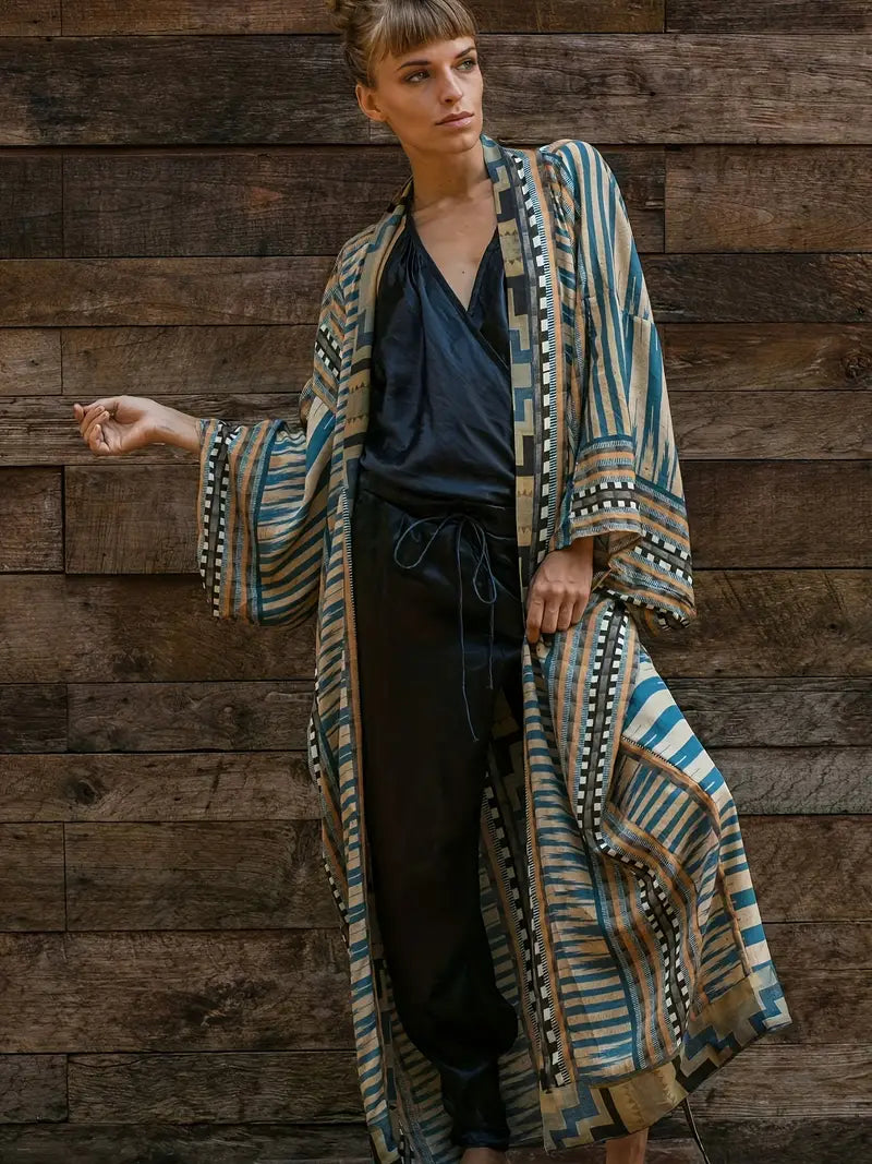 Plus Size Bohemian Kimono with Adjustable Belt