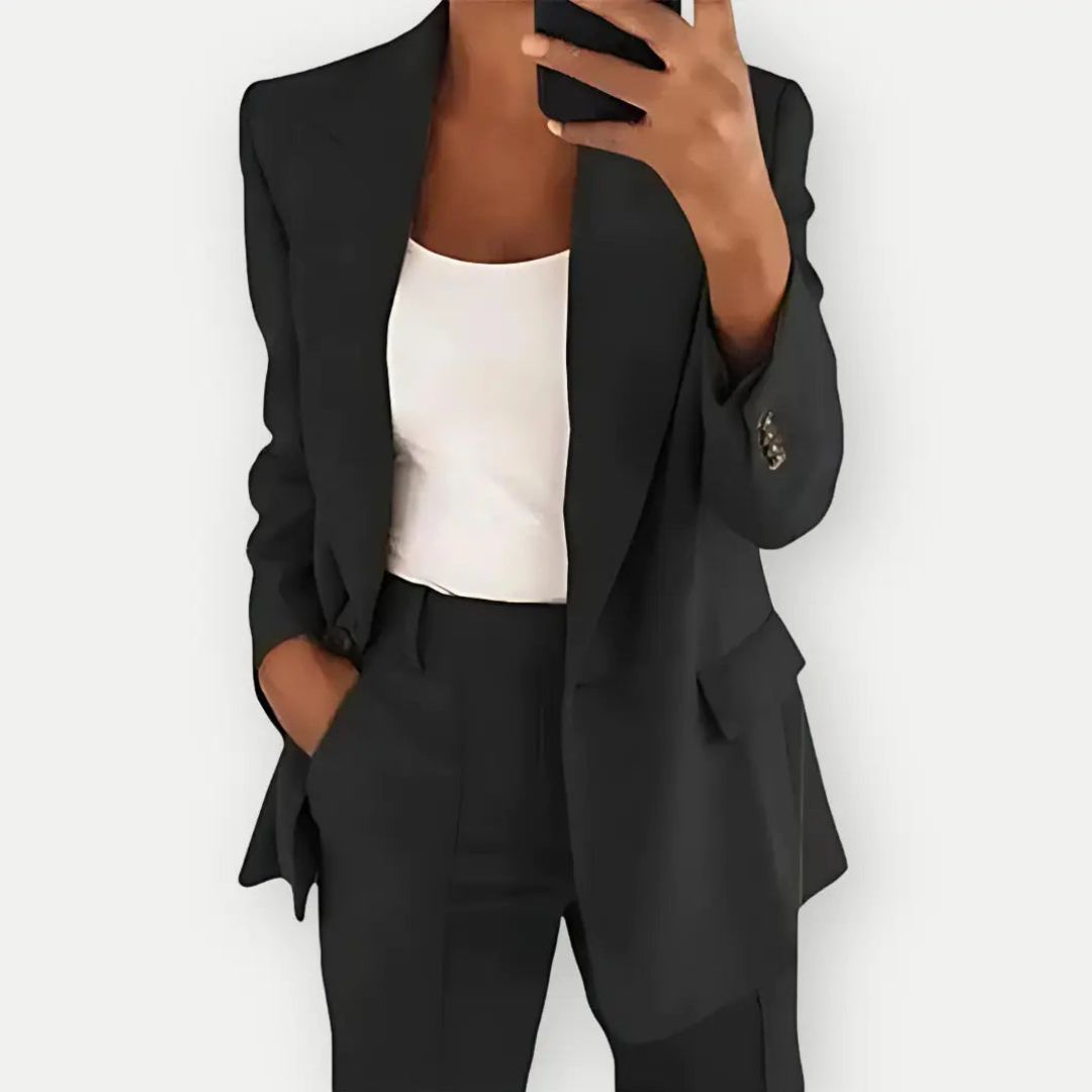 Women’s Tailored Blazer and Pants Suit Set – Elegant Two-Piece Office Outfit