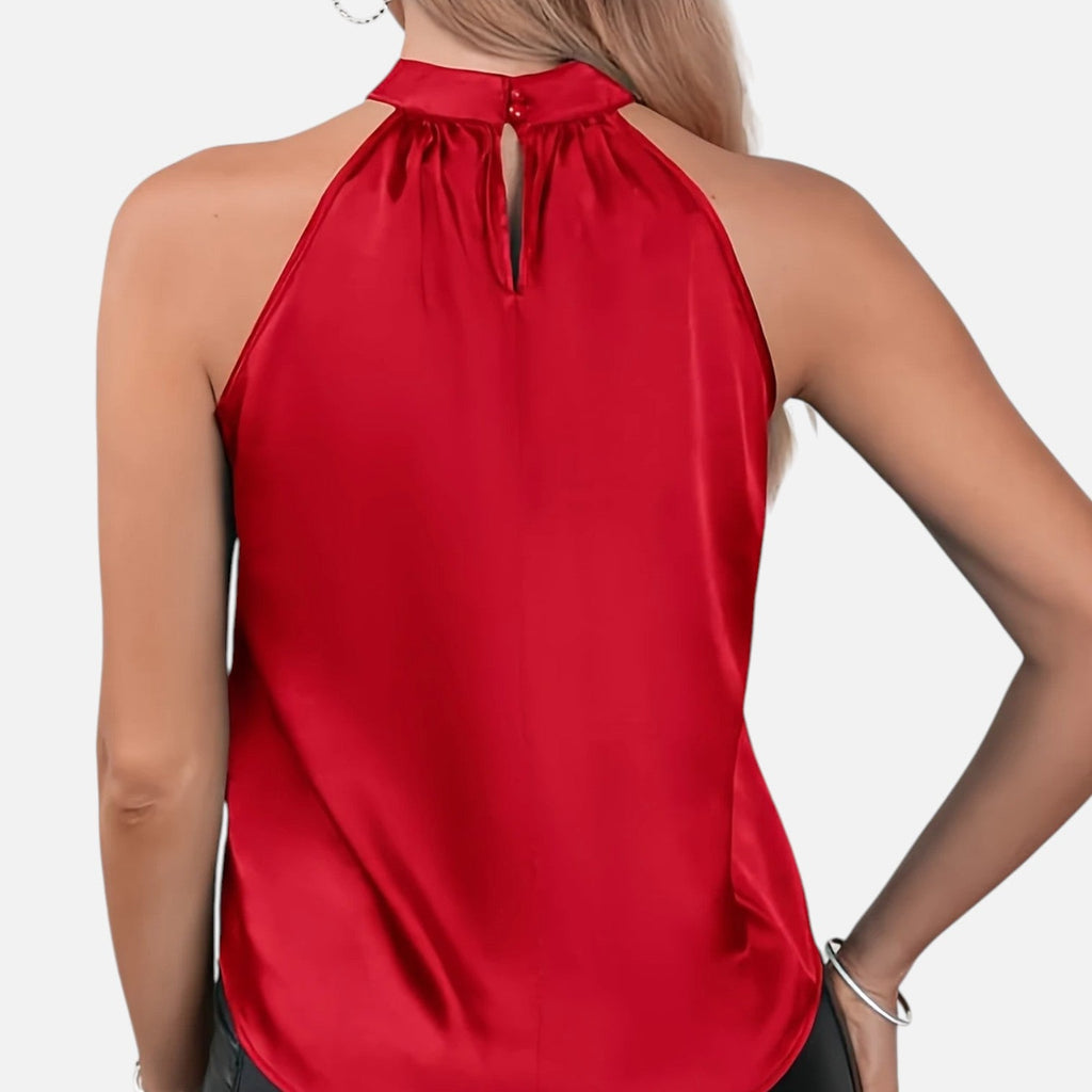 Women’s Satin Halter Neck Top – Sleek Sleeveless Blouse