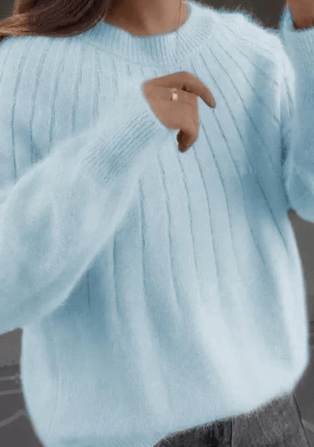 Ribbed Crew Neck Sweater for Women