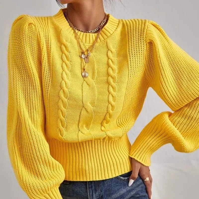 Cozy Cable-Knit Balloon Sleeve Sweater