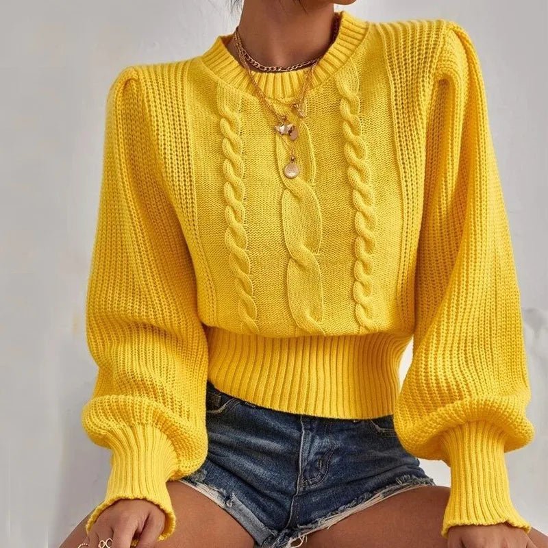 Cozy Cable-Knit Balloon Sleeve Sweater