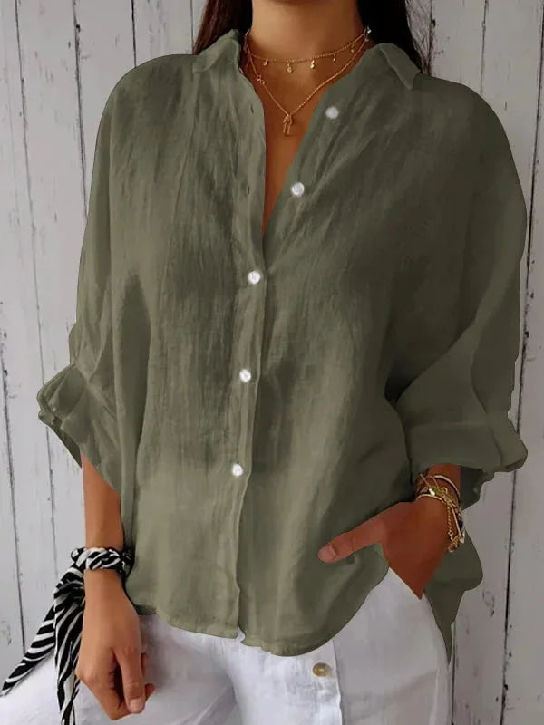 Women's shirt - Lightweight fabric - Casual cut - Button closure & classic collar