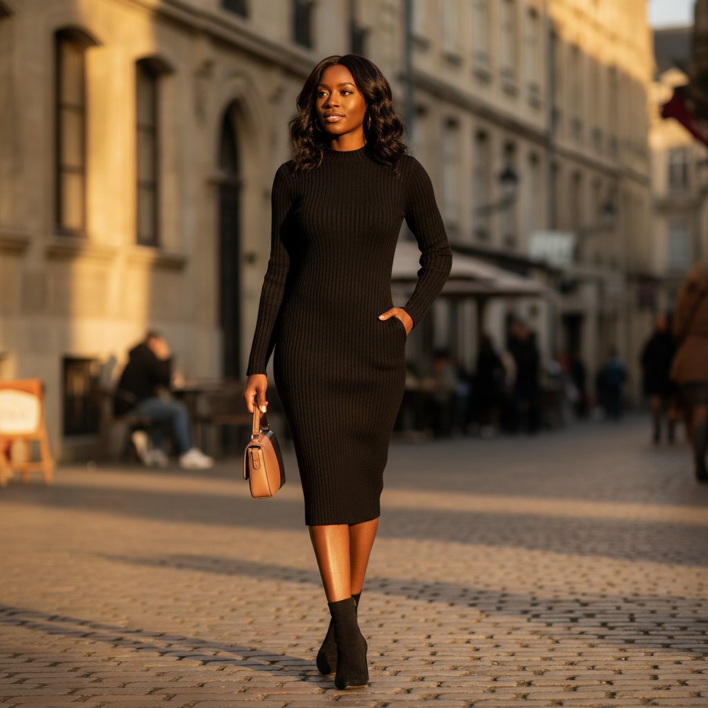 Elowen | Women's Ribbed Knit Bodycon Dress - lifestyle 1