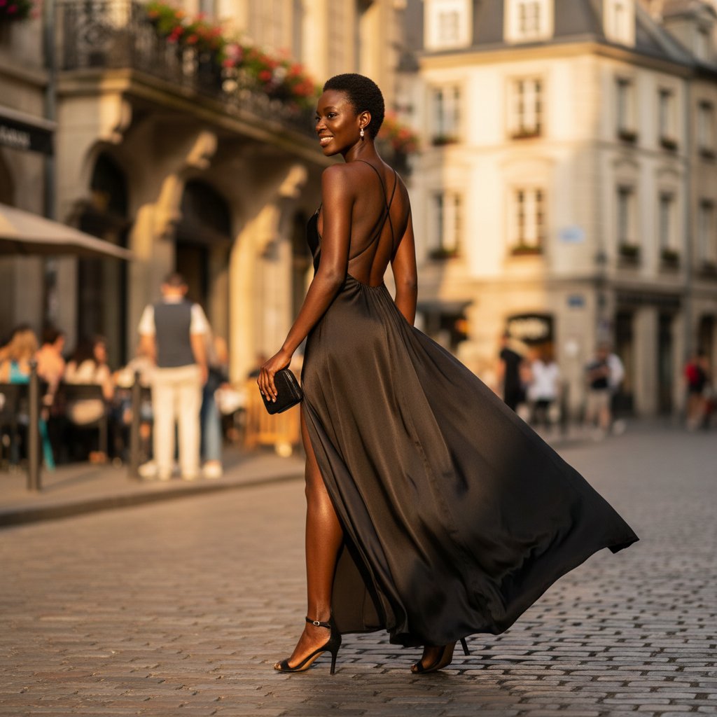 Elara | Women's Satin Backless Cocktail Dress - lifestyle 1