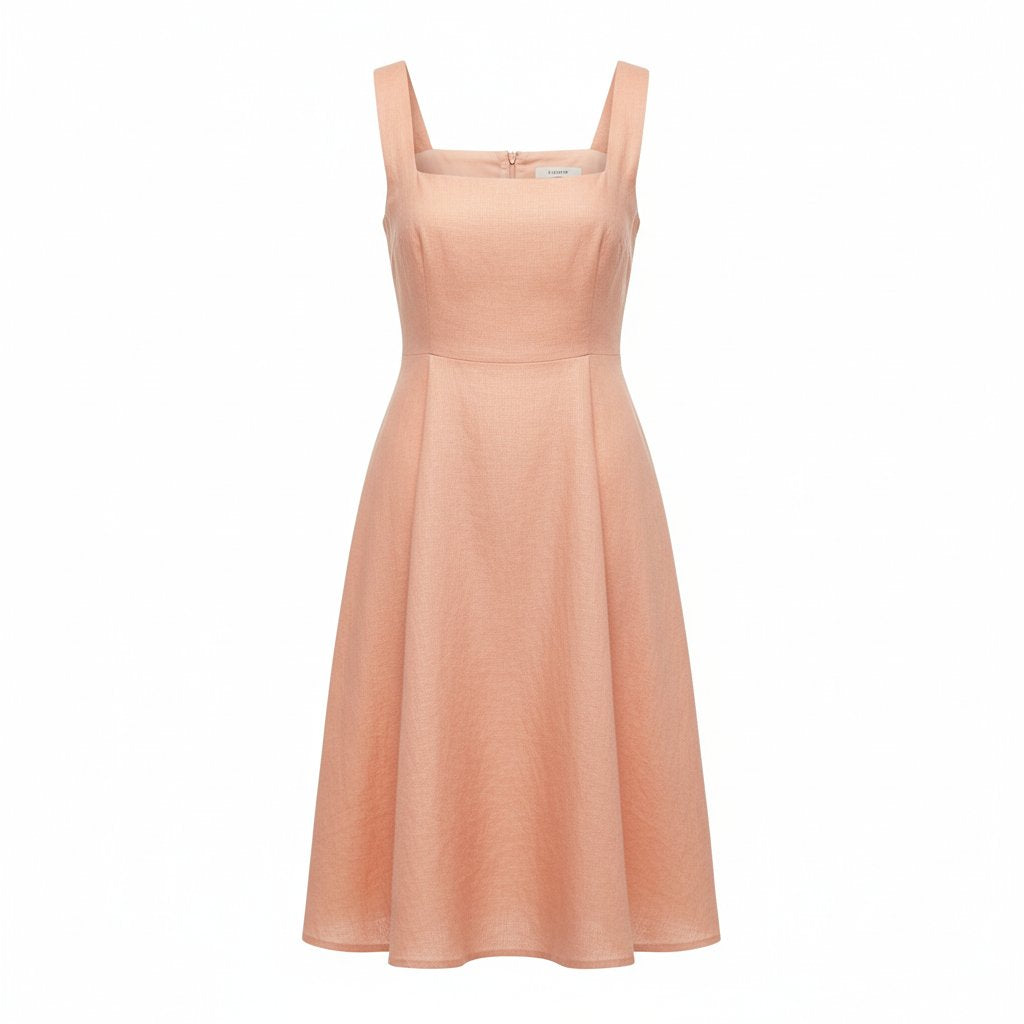 Seraphine | Women's Linen A-Line Summer Dress - Peach