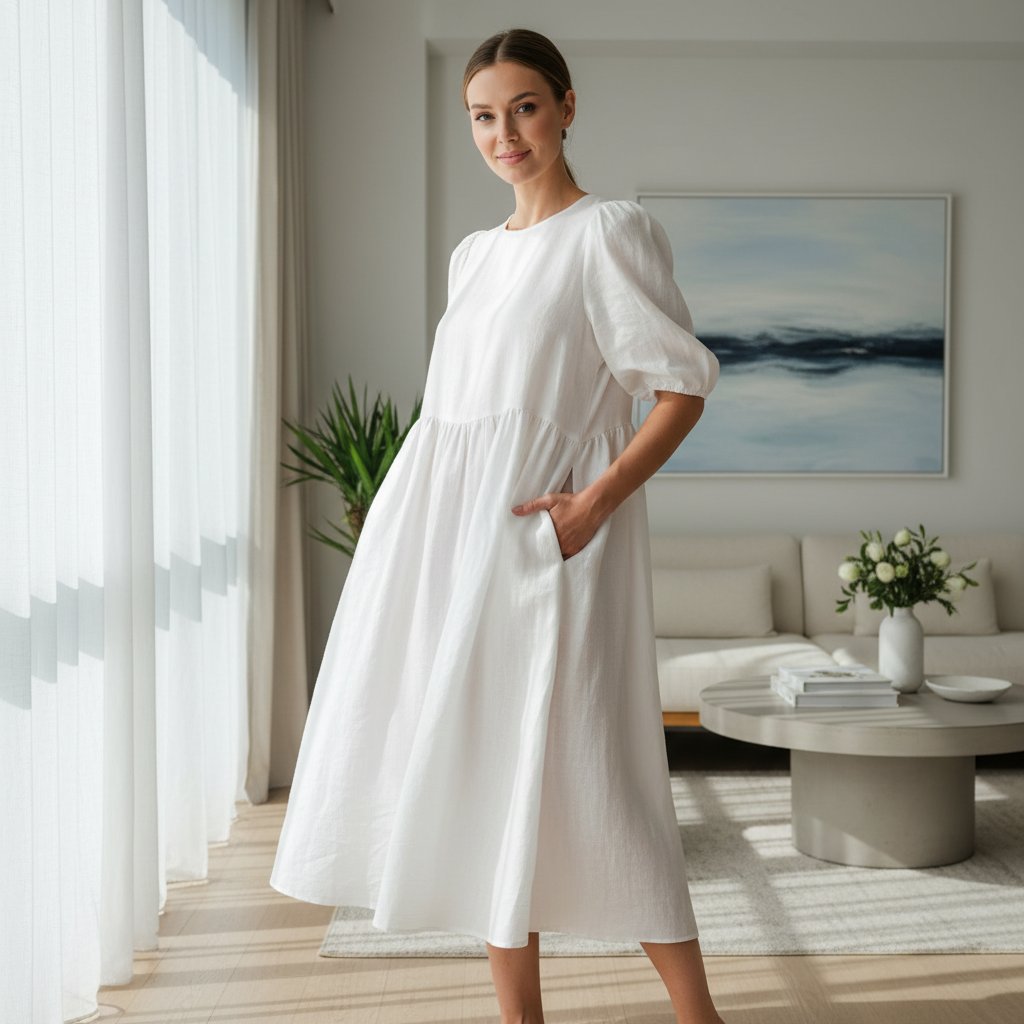 Seraphine | Women's Linen A-Line Summer Dress - lifestyle 4
