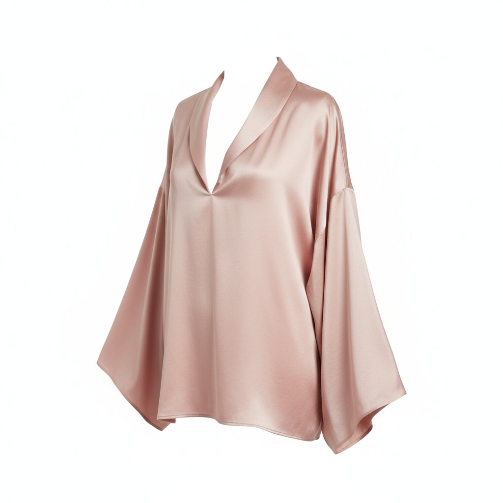 Solene | Women's Silk Oversized Blouse - Blush