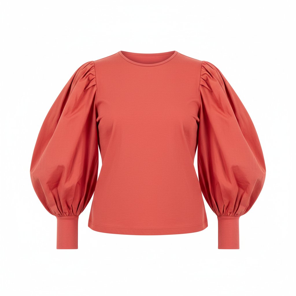 Thalia | Women's Cotton Puff Sleeve Top - Coral
