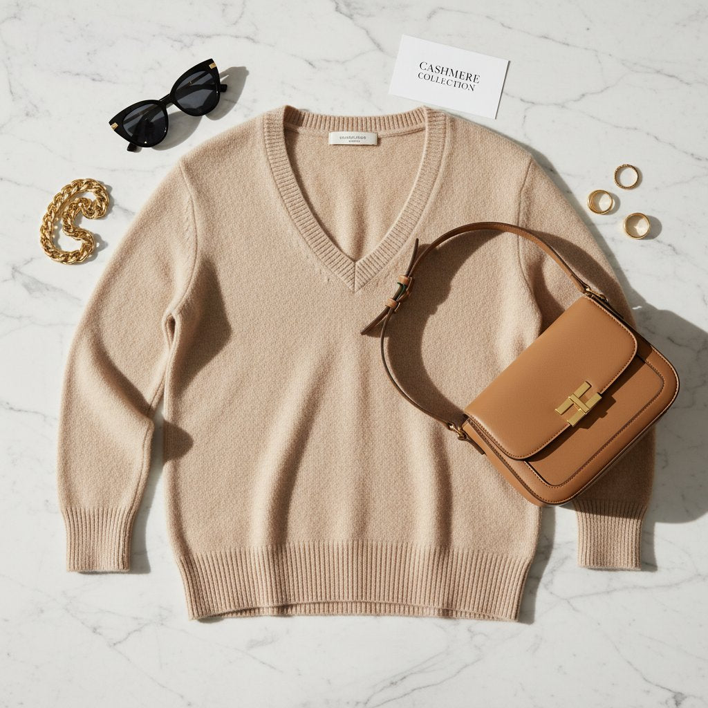Astrid | Women's Cashmere V-Neck Sweater - lifestyle 2