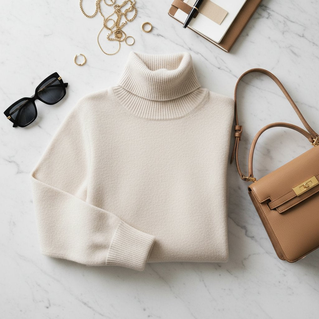 Brielle | Women's Cashmere Turtleneck Sweater - lifestyle 2