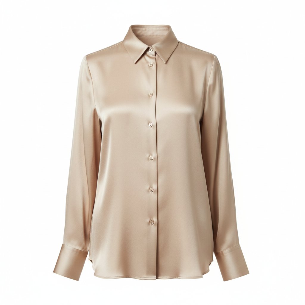 Odette | Women's Silk Button-Down Blouse - Champagne