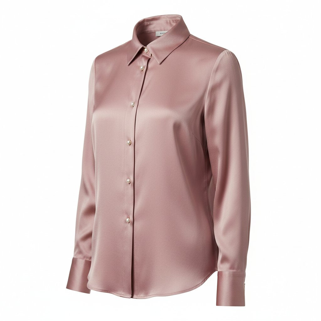 Odette | Women's Silk Button-Down Blouse - Dusty Rose