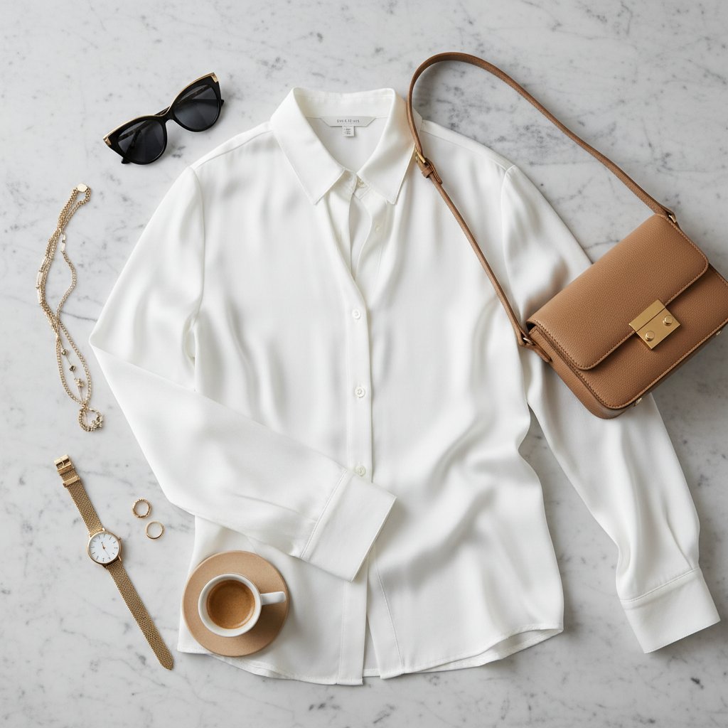 Odette | Women's Silk Button-Down Blouse - lifestyle 2