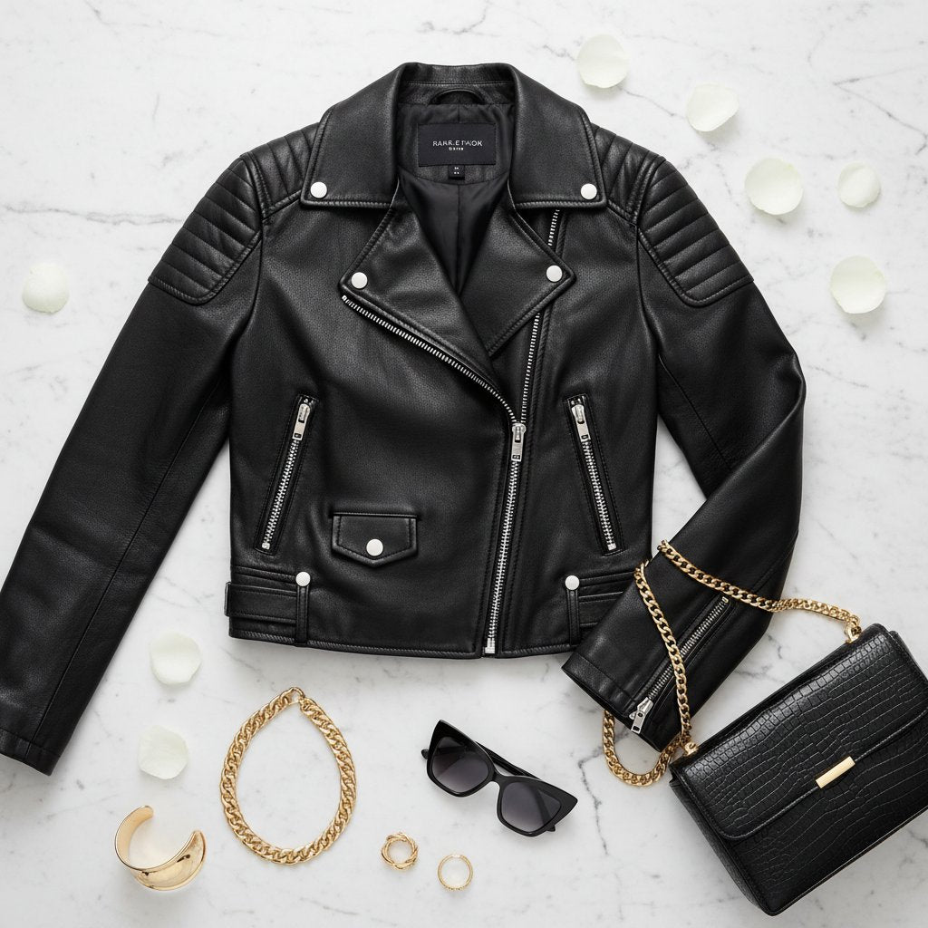 Wren | Women's Leather Cropped Moto Jacket - lifestyle 2