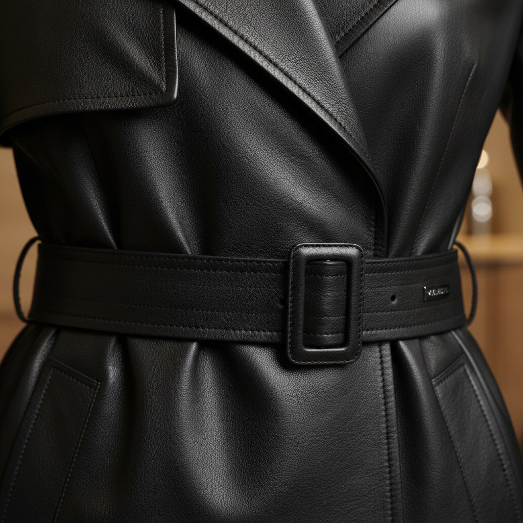 Anaise | Women's Leather Belted Trench Coat - lifestyle 3