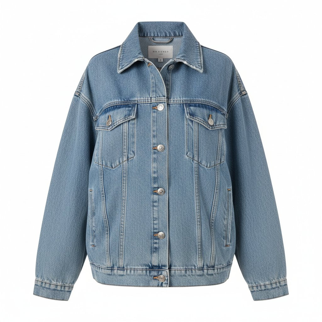Petra | Women's Denim Oversized Trucker Jacket - Light Wash